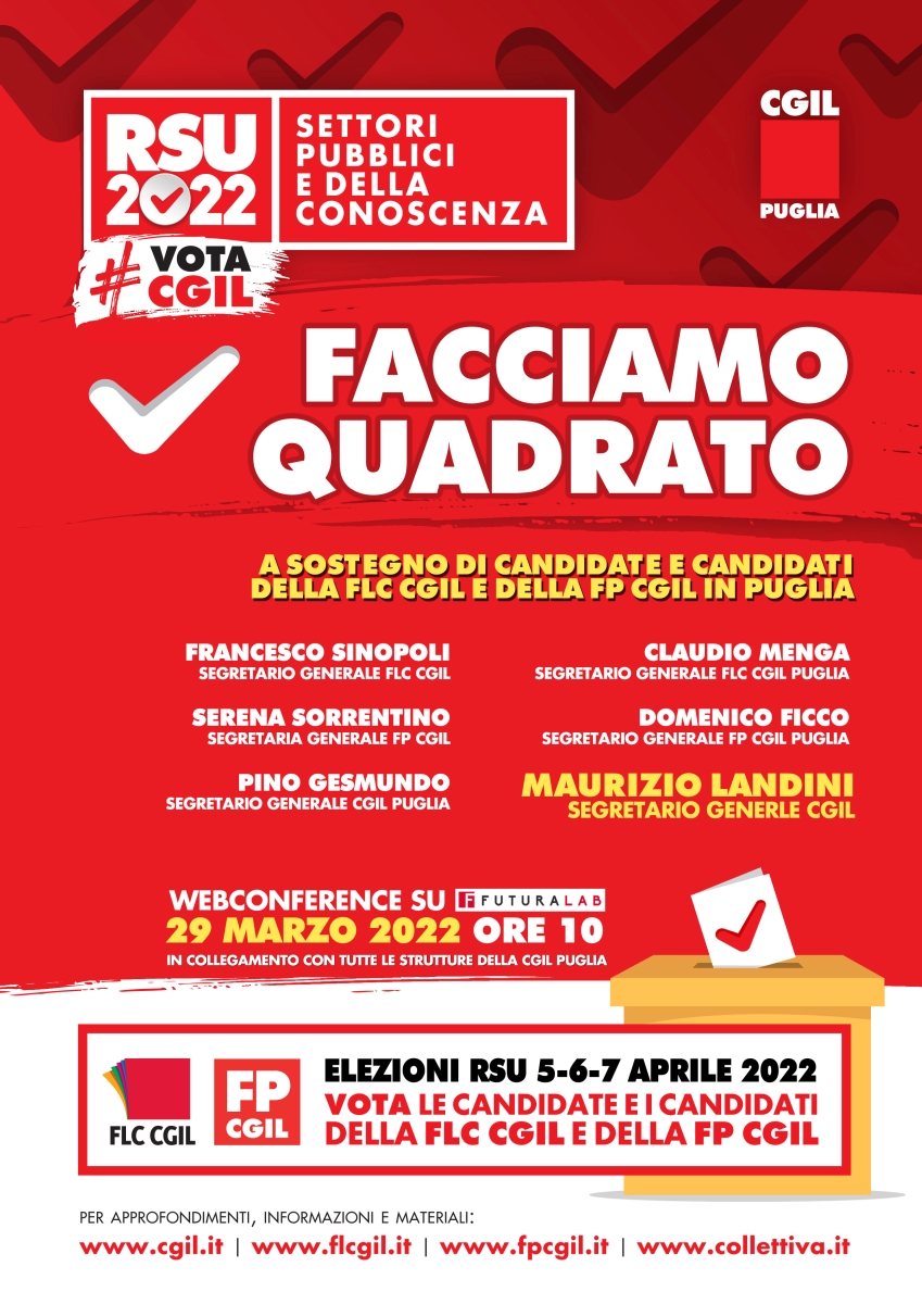Elezioni RSU iniziativa Puglia 29 marzo 2022